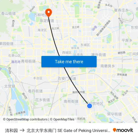 清和园 to 北京大学东南门 SE Gate of Peking University map