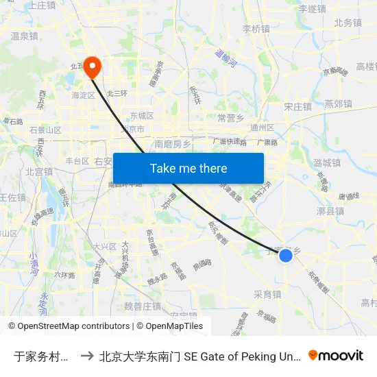 于家务村南口 to 北京大学东南门 SE Gate of Peking University map