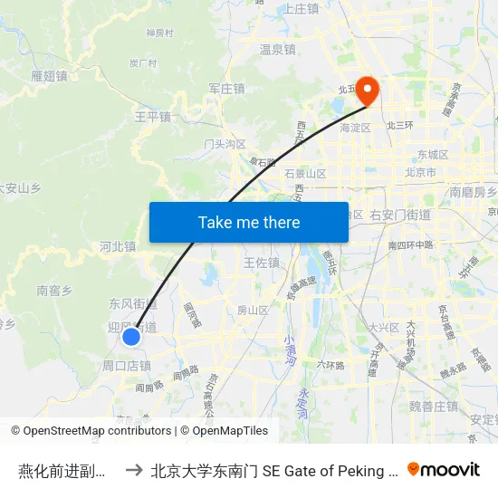 燕化前进副食商场 to 北京大学东南门 SE Gate of Peking University map
