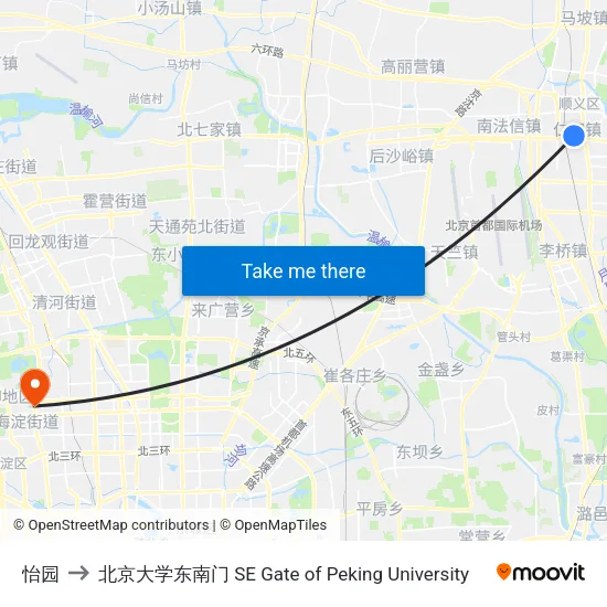 怡园 to 北京大学东南门 SE Gate of Peking University map