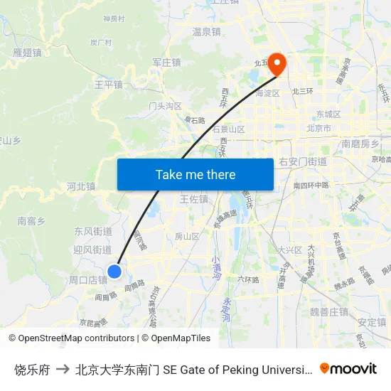饶乐府 to 北京大学东南门 SE Gate of Peking University map
