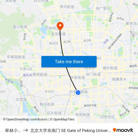 翠林小区 to 北京大学东南门 SE Gate of Peking University map