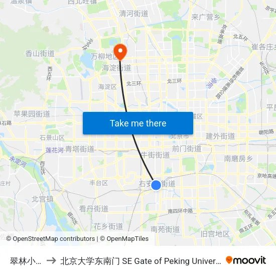 翠林小区 to 北京大学东南门 SE Gate of Peking University map