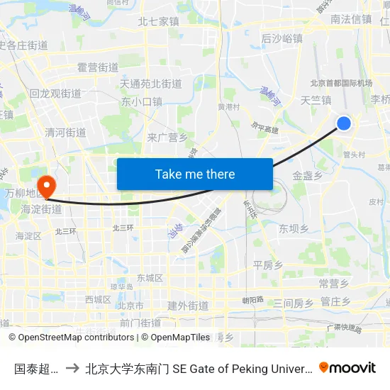 国泰超市 to 北京大学东南门 SE Gate of Peking University map
