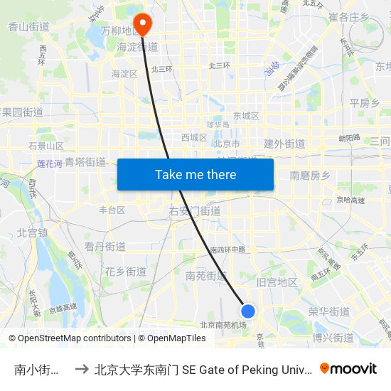 南小街东里 to 北京大学东南门 SE Gate of Peking University map