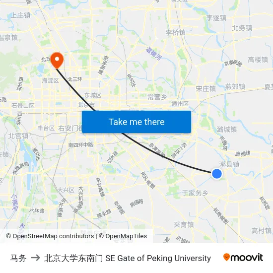 马务 to 北京大学东南门 SE Gate of Peking University map