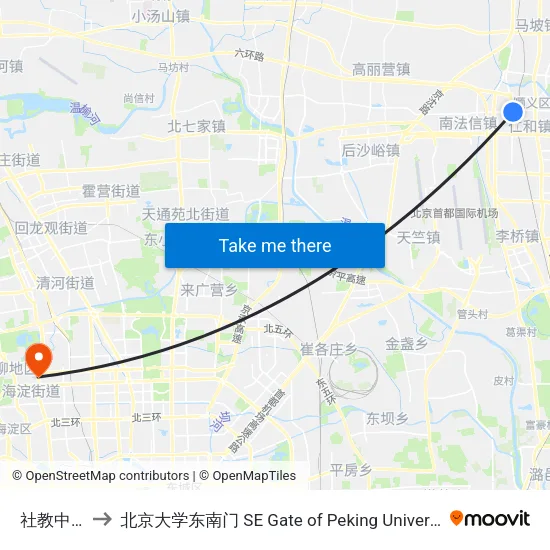 社教中心 to 北京大学东南门 SE Gate of Peking University map