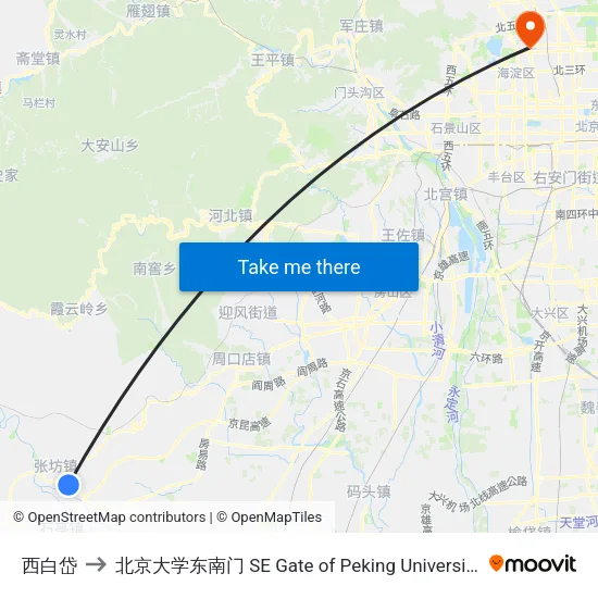西白岱 to 北京大学东南门 SE Gate of Peking University map
