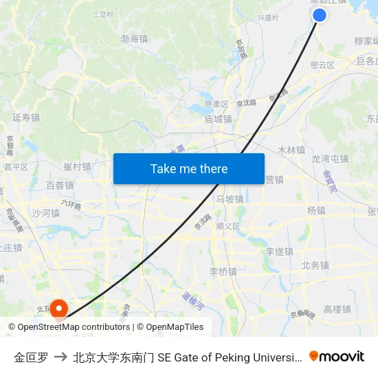 金叵罗 to 北京大学东南门 SE Gate of Peking University map