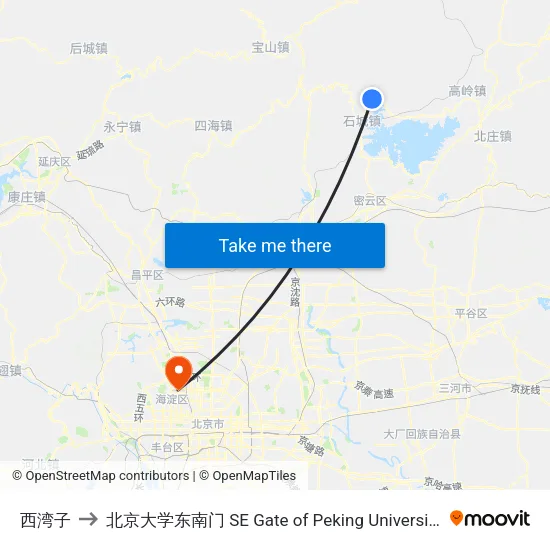 西湾子 to 北京大学东南门 SE Gate of Peking University map
