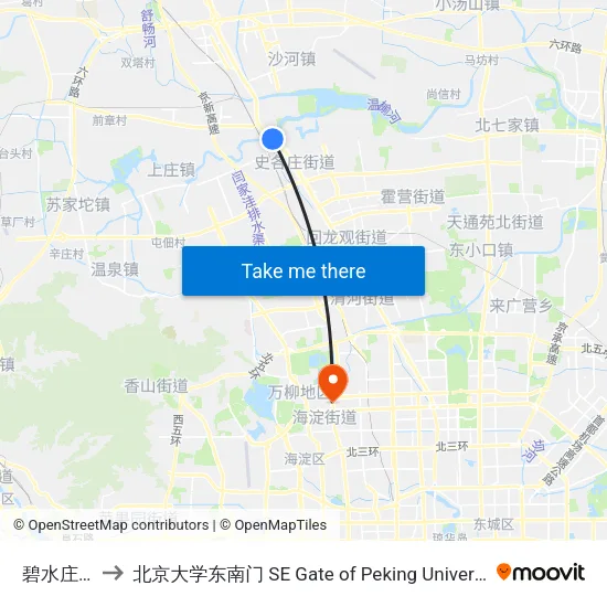 碧水庄园 to 北京大学东南门 SE Gate of Peking University map