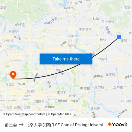 前王会 to 北京大学东南门 SE Gate of Peking University map
