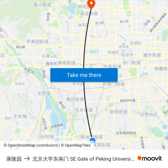 康隆园 to 北京大学东南门 SE Gate of Peking University map