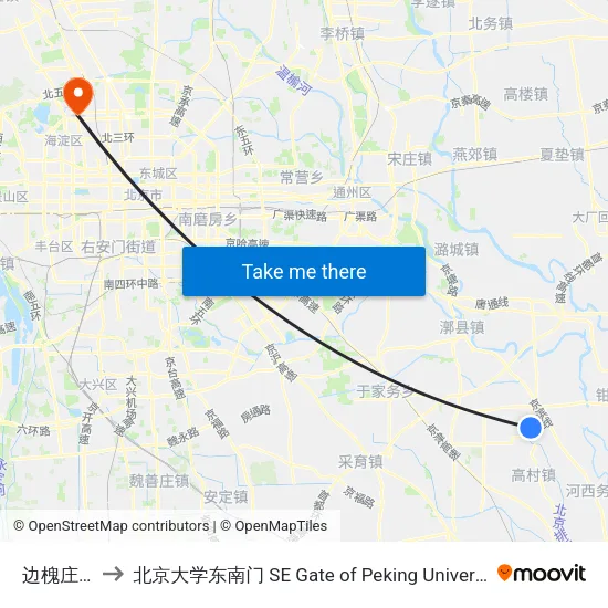 边槐庄村 to 北京大学东南门 SE Gate of Peking University map
