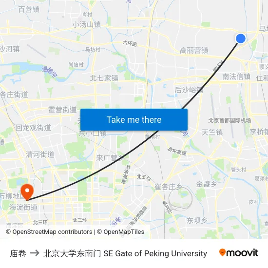 庙卷 to 北京大学东南门 SE Gate of Peking University map