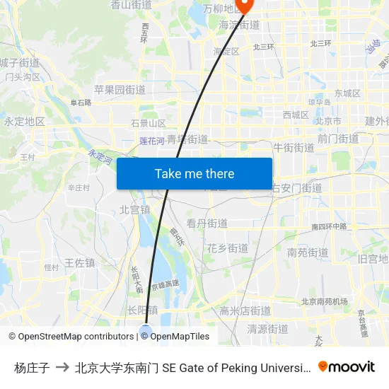 杨庄子 to 北京大学东南门 SE Gate of Peking University map