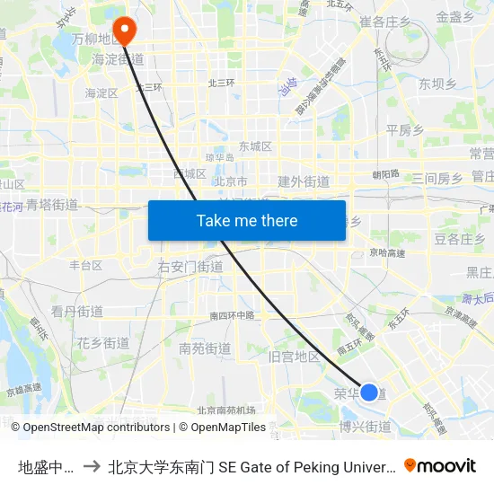 地盛中路 to 北京大学东南门 SE Gate of Peking University map