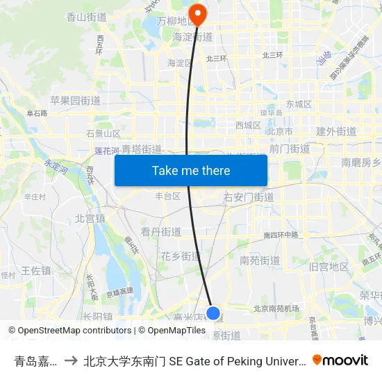 青岛嘉园 to 北京大学东南门 SE Gate of Peking University map