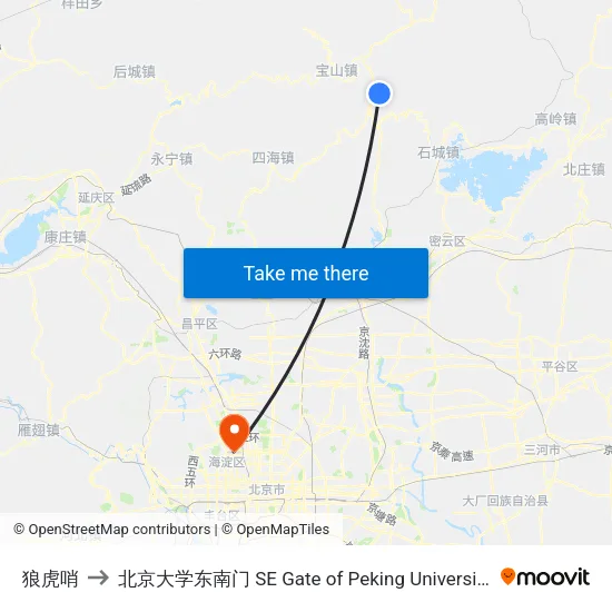 狼虎哨 to 北京大学东南门 SE Gate of Peking University map