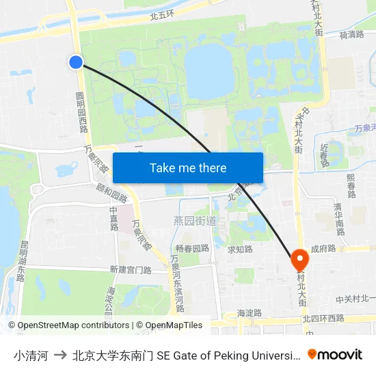 小清河 to 北京大学东南门 SE Gate of Peking University map