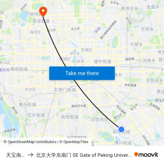 天宝南街 to 北京大学东南门 SE Gate of Peking University map