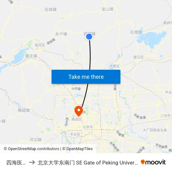 四海医院 to 北京大学东南门 SE Gate of Peking University map