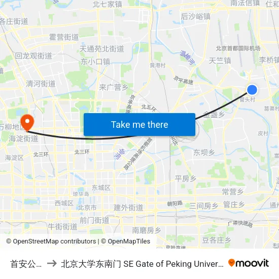 首安公司 to 北京大学东南门 SE Gate of Peking University map
