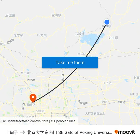 上甸子 to 北京大学东南门 SE Gate of Peking University map