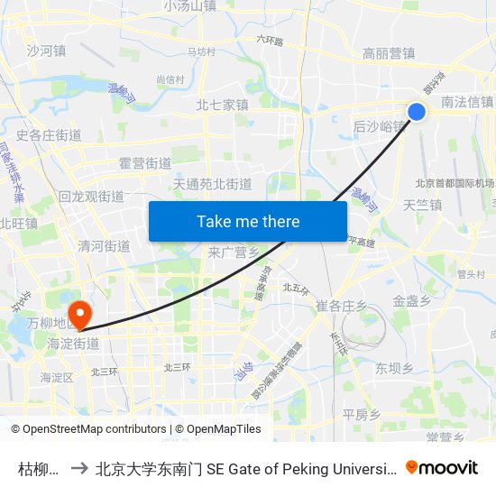 枯柳树 to 北京大学东南门 SE Gate of Peking University map
