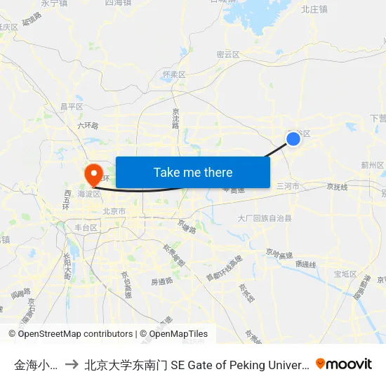 金海小区 to 北京大学东南门 SE Gate of Peking University map