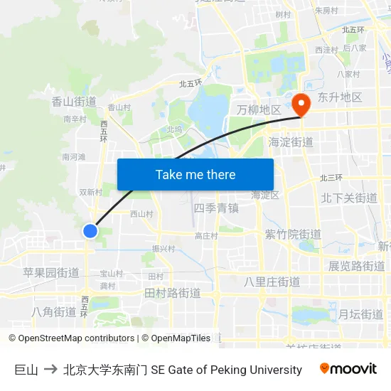 巨山 to 北京大学东南门 SE Gate of Peking University map