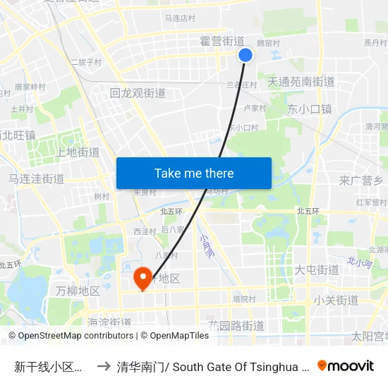 新干线小区西门 to 清华南门/ South Gate Of Tsinghua Univ. map