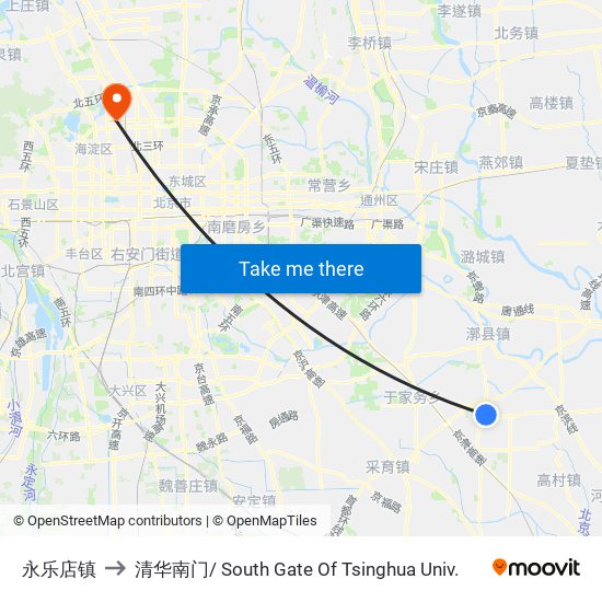 永乐店镇 to 清华南门/ South Gate Of Tsinghua Univ. map