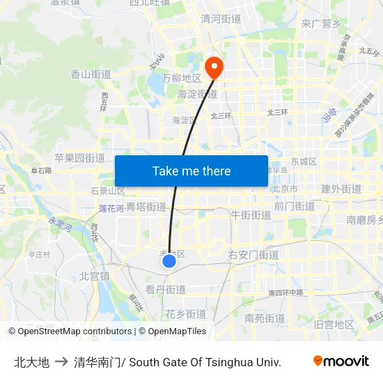 北大地 to 清华南门/ South Gate Of Tsinghua Univ. map