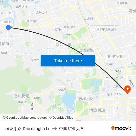 稻香湖路 Daoxianghu Lu to 中国矿业大学 map