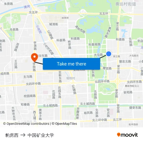 豹房西 to 中国矿业大学 map