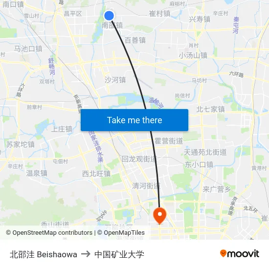 北邵洼 Beishaowa to 中国矿业大学 map
