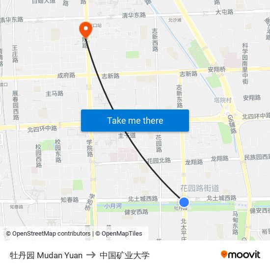 牡丹园 Mudan Yuan to 中国矿业大学 map