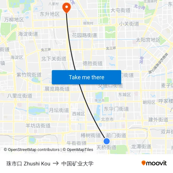 珠市口 Zhushi Kou to 中国矿业大学 map