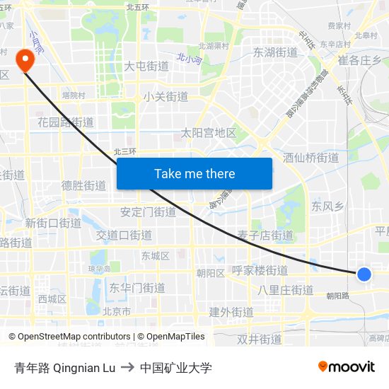 青年路 Qingnian Lu to 中国矿业大学 map