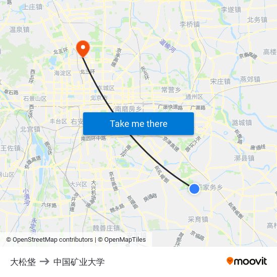 大松垡 to 中国矿业大学 map