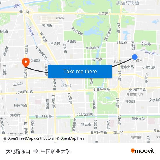 大屯路东口 to 中国矿业大学 map