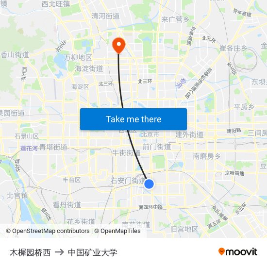 木樨园桥西 to 中国矿业大学 map