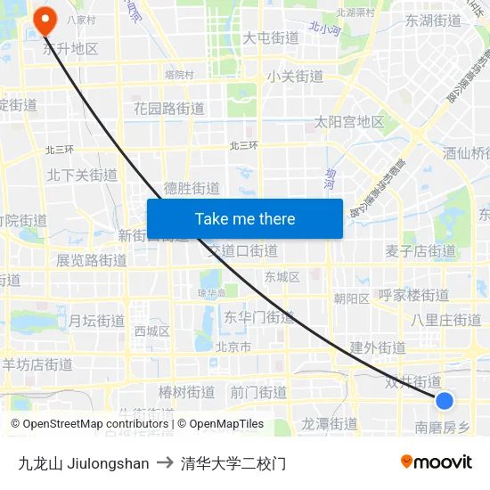 九龙山 Jiulongshan to 清华大学二校门 map
