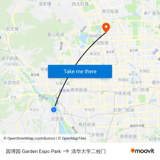 园博园 Garden Expo Park to 清华大学二校门 map
