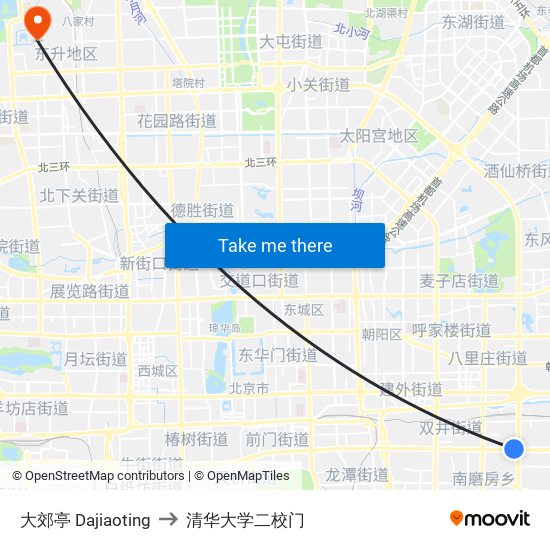 大郊亭 Dajiaoting to 清华大学二校门 map