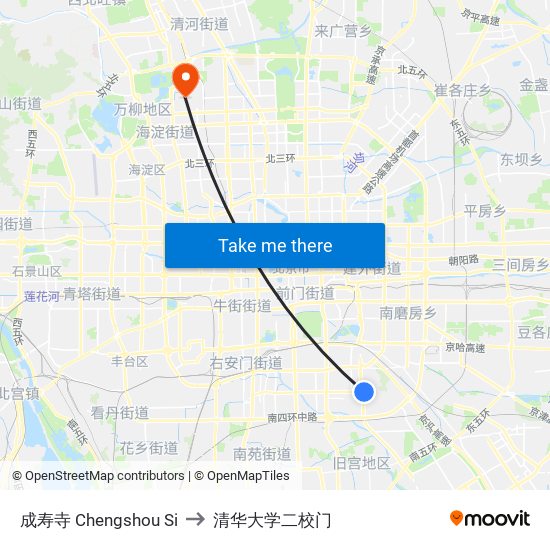 成寿寺 Chengshou Si to 清华大学二校门 map