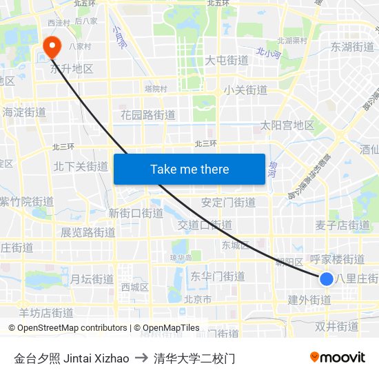 金台夕照 Jintai Xizhao to 清华大学二校门 map