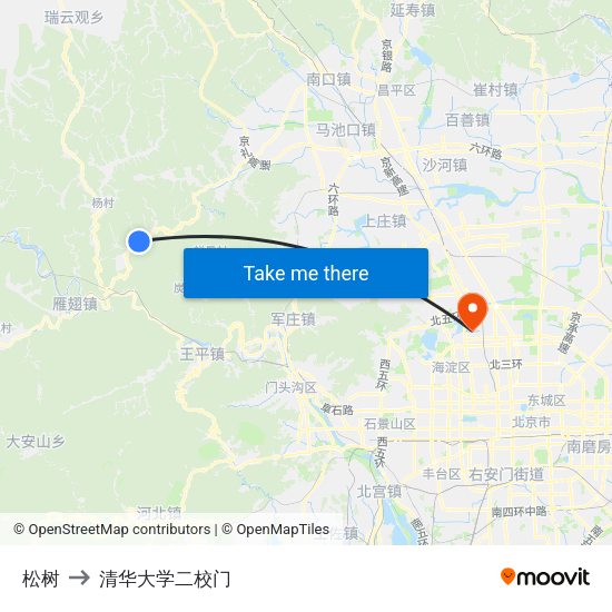 松树 to 清华大学二校门 map