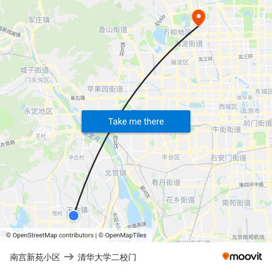 南宫新苑小区 to 清华大学二校门 map
